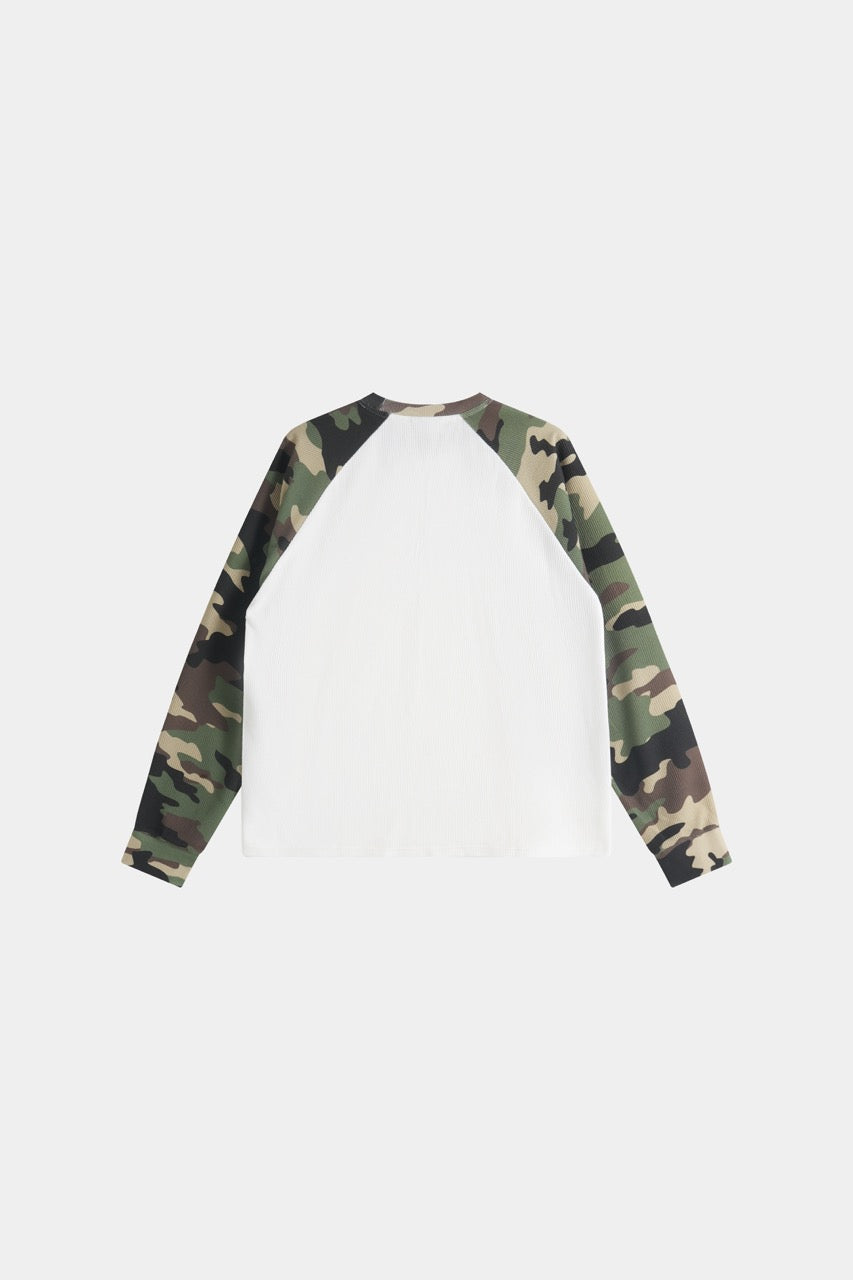 Raglan Waffle Sweatshirt - GreenCamo