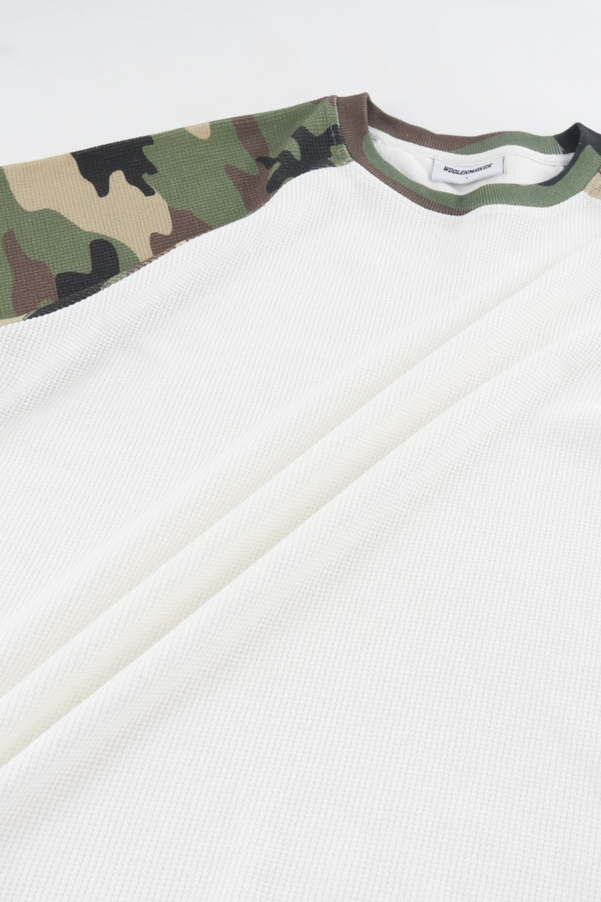 Raglan Waffle Sweatshirt - GreenCamo