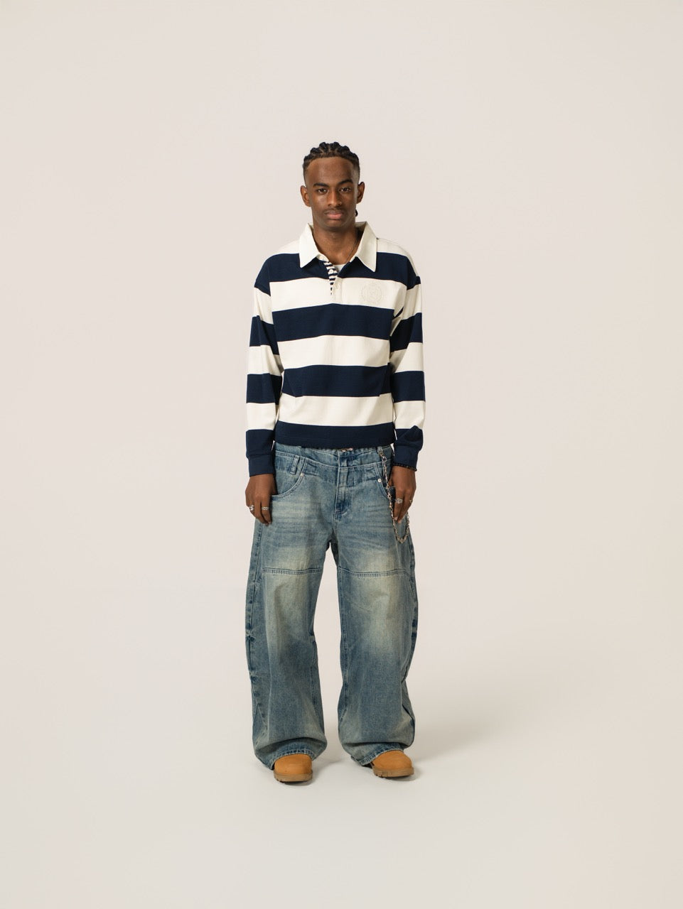Cropped Rugby Shirt - Navy
