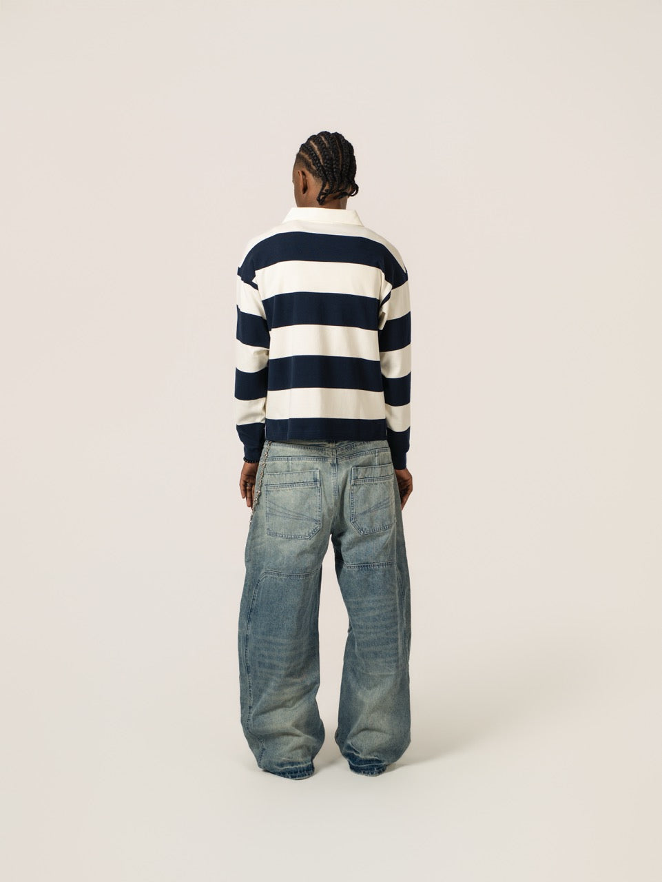 Cropped Rugby Shirt - Navy