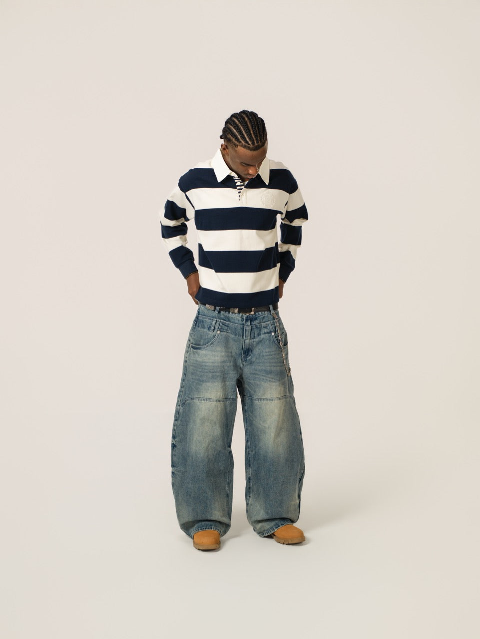 Cropped Rugby Shirt - Navy
