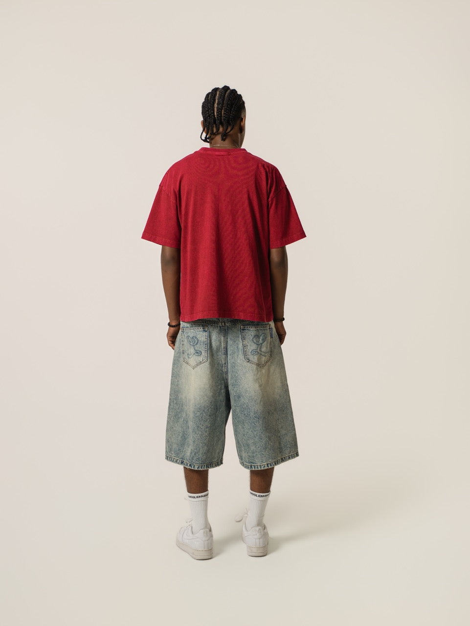 Drop Shoulder T-shirt - Burgundy Red