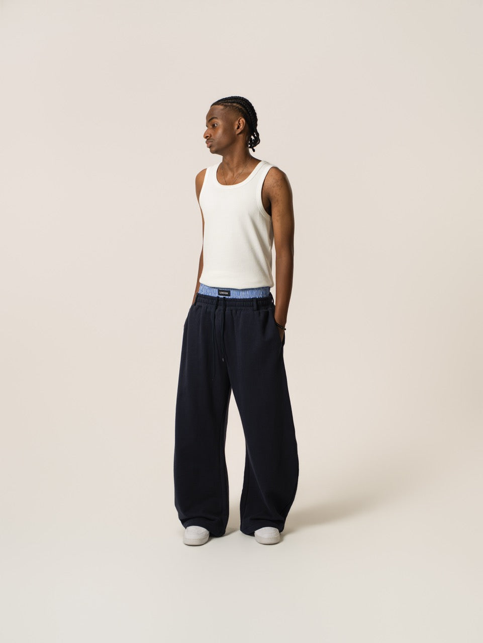Double Waist Sweatpants - Navy