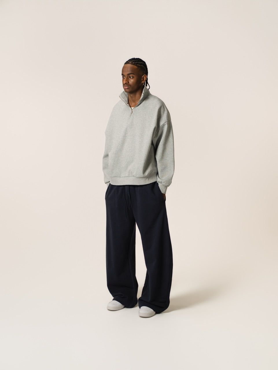 Cropped 1/4 Zip - Grey