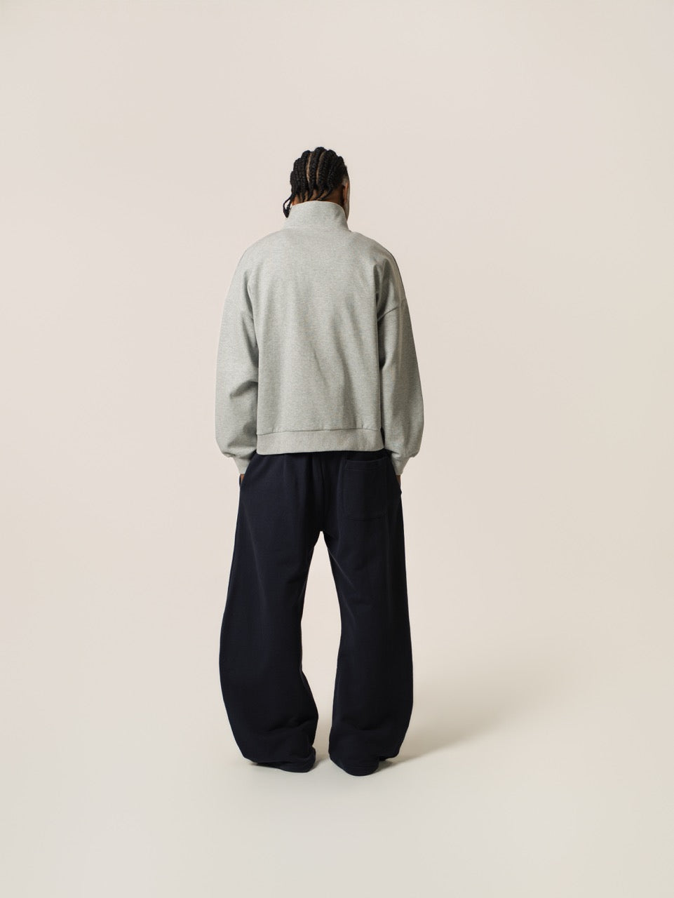 Cropped 1/4 Zip - Grey