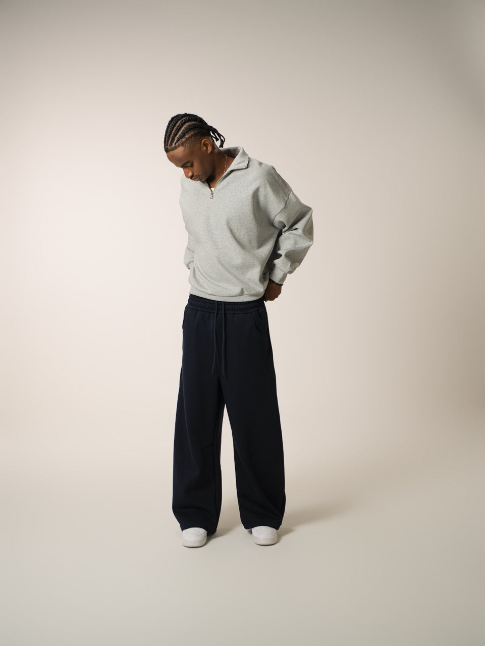 Cropped 1/4 Zip - Grey