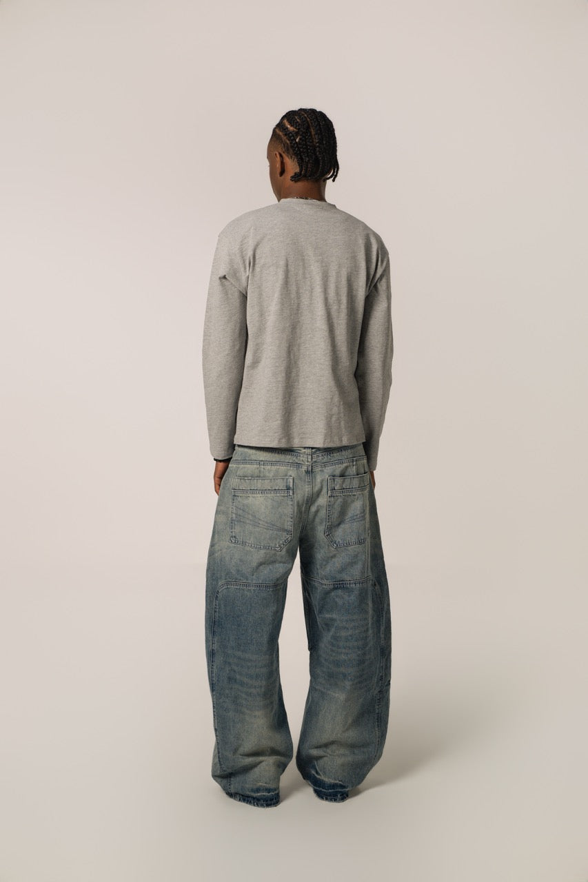 Slub Henley Sweatshirt - Grey
