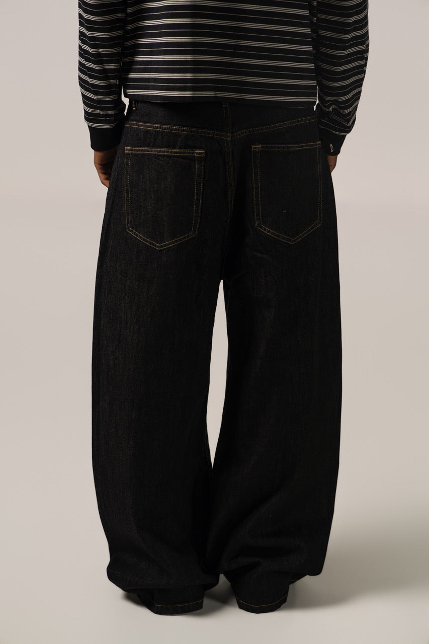 Baggy Raw Selvedge Denim - Black