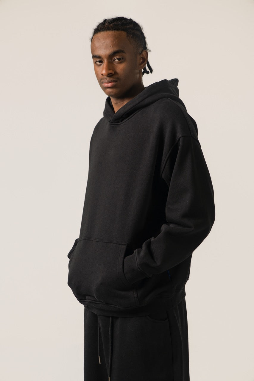 Drop Shoulder Hoodie - BLACK