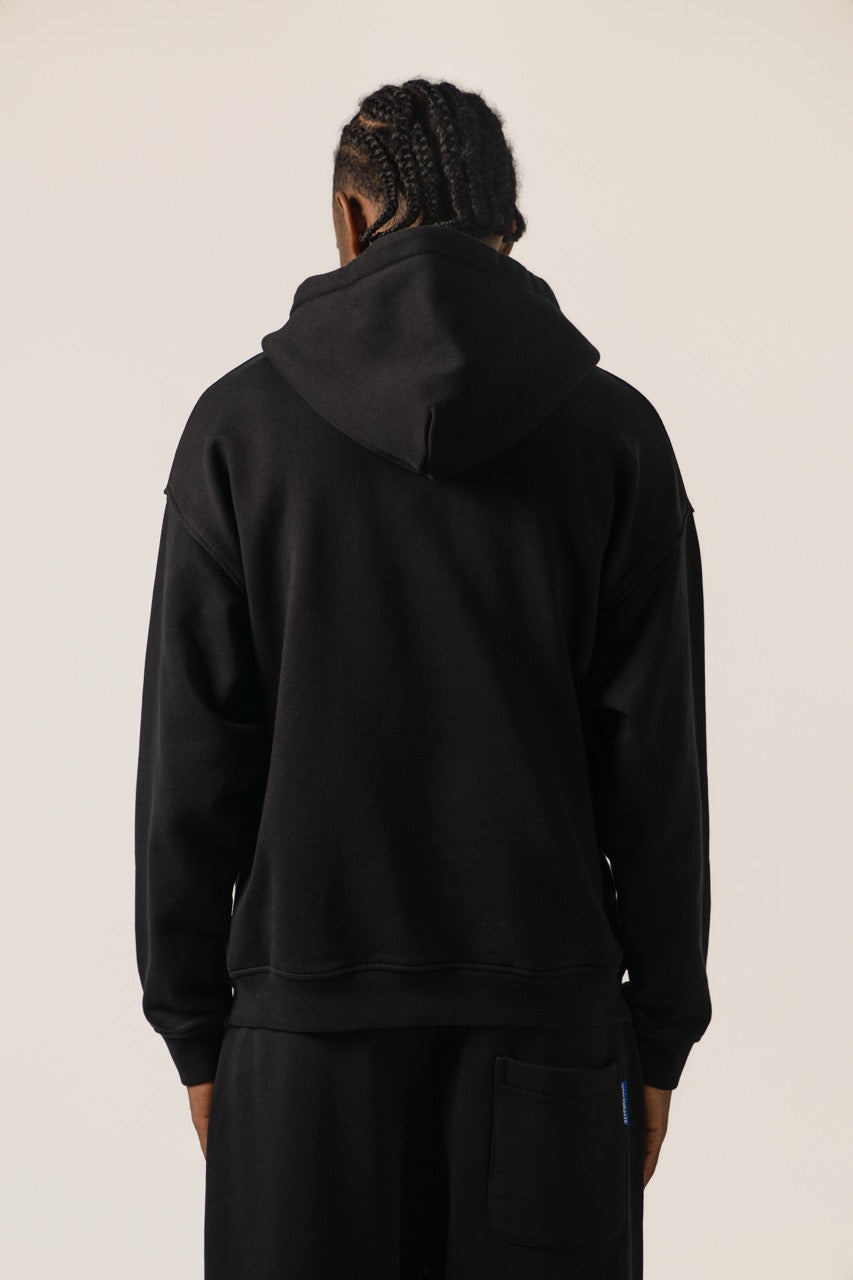 Drop Shoulder Hoodie - BLACK