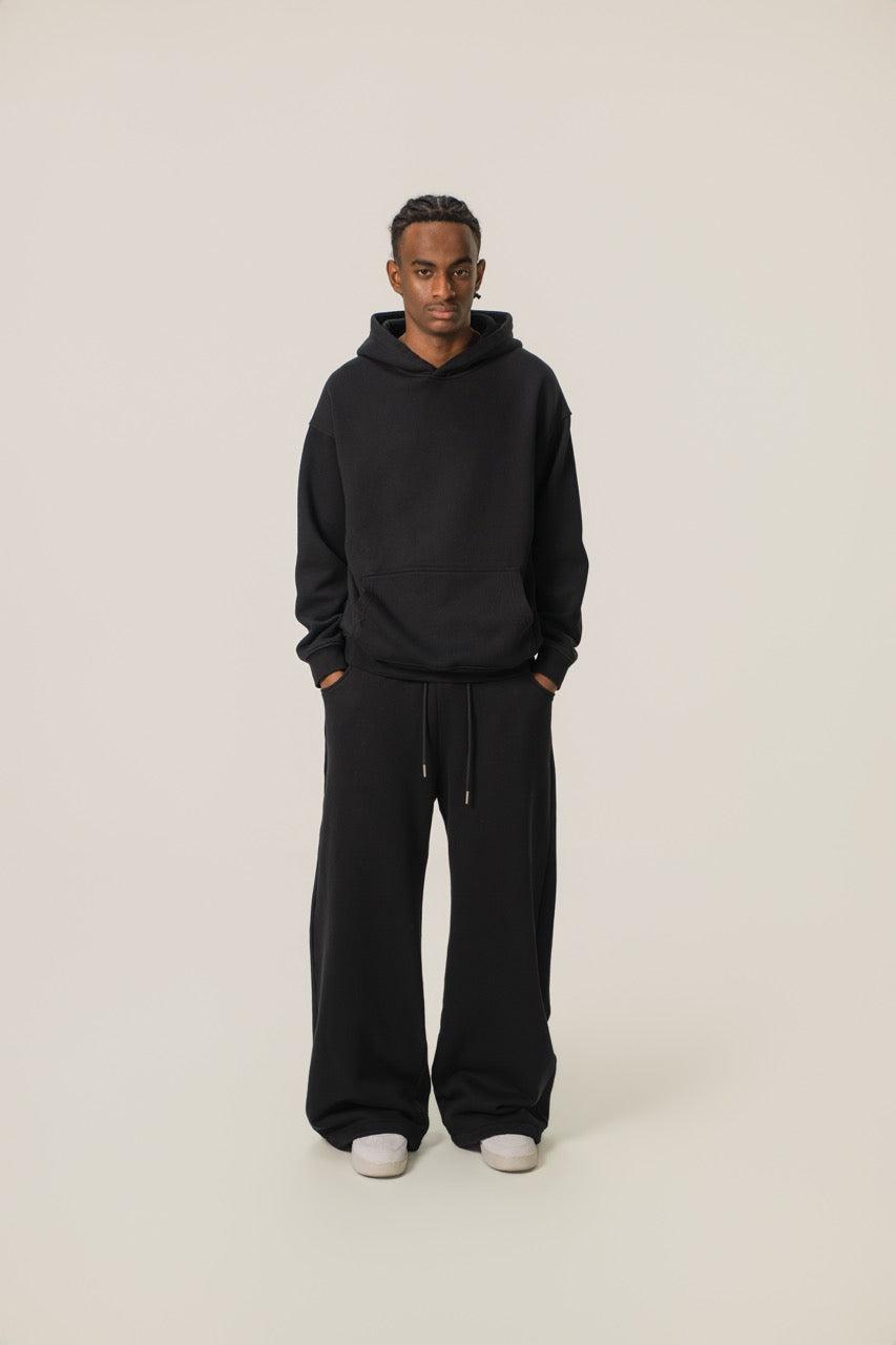 Drop Shoulder Hoodie - BLACK