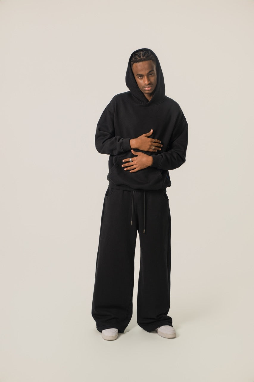Drop Shoulder Hoodie - BLACK