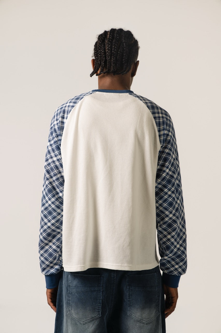 Raglan Waffle Sweatshirt  - Plaid