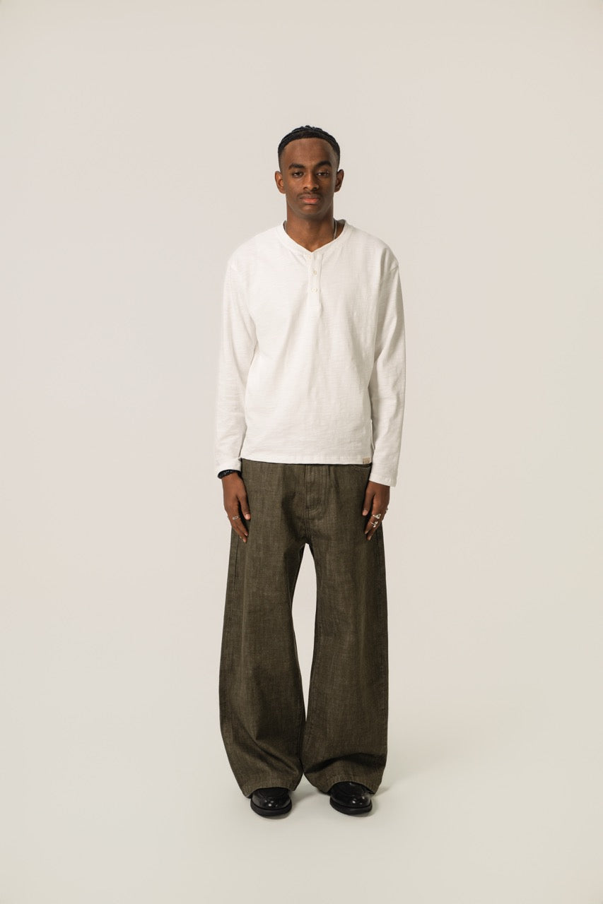Baggy Raw Selvedge Denim - Olive