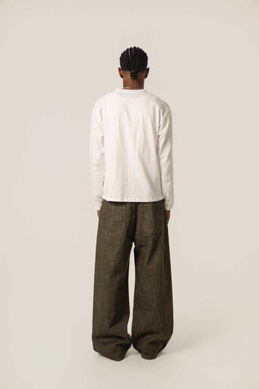 Baggy Raw Selvedge Denim - Olive