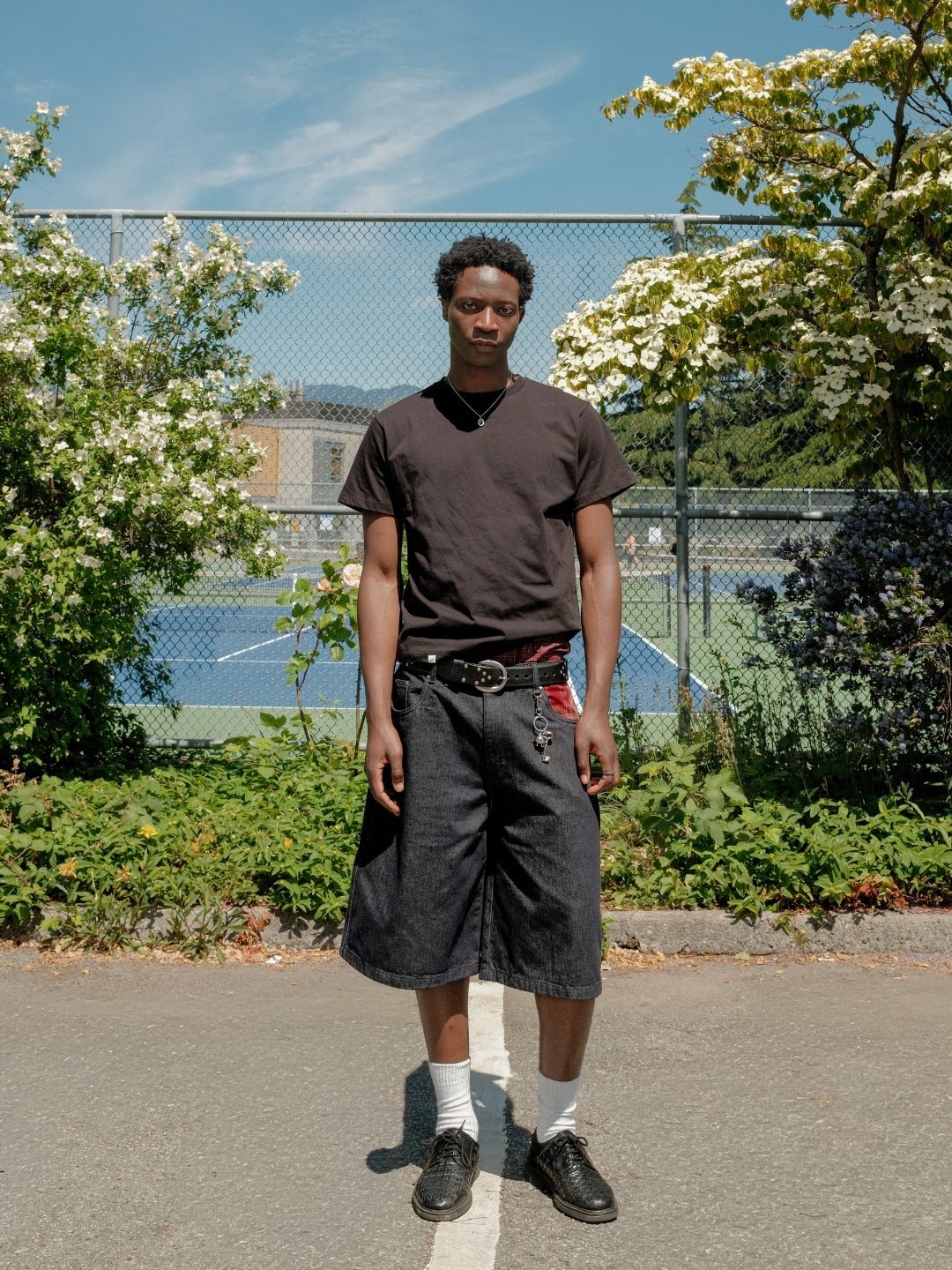 PLAID POCKET JORTS - INDIGO