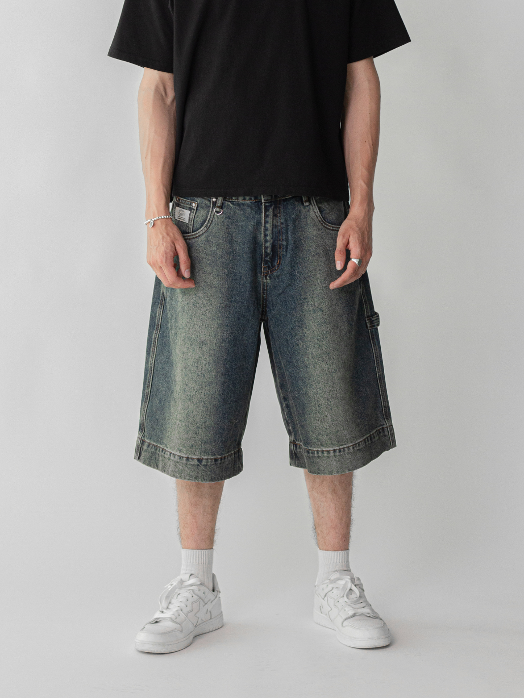SMILEY STITCH JORTS - VINTAGE BLUE