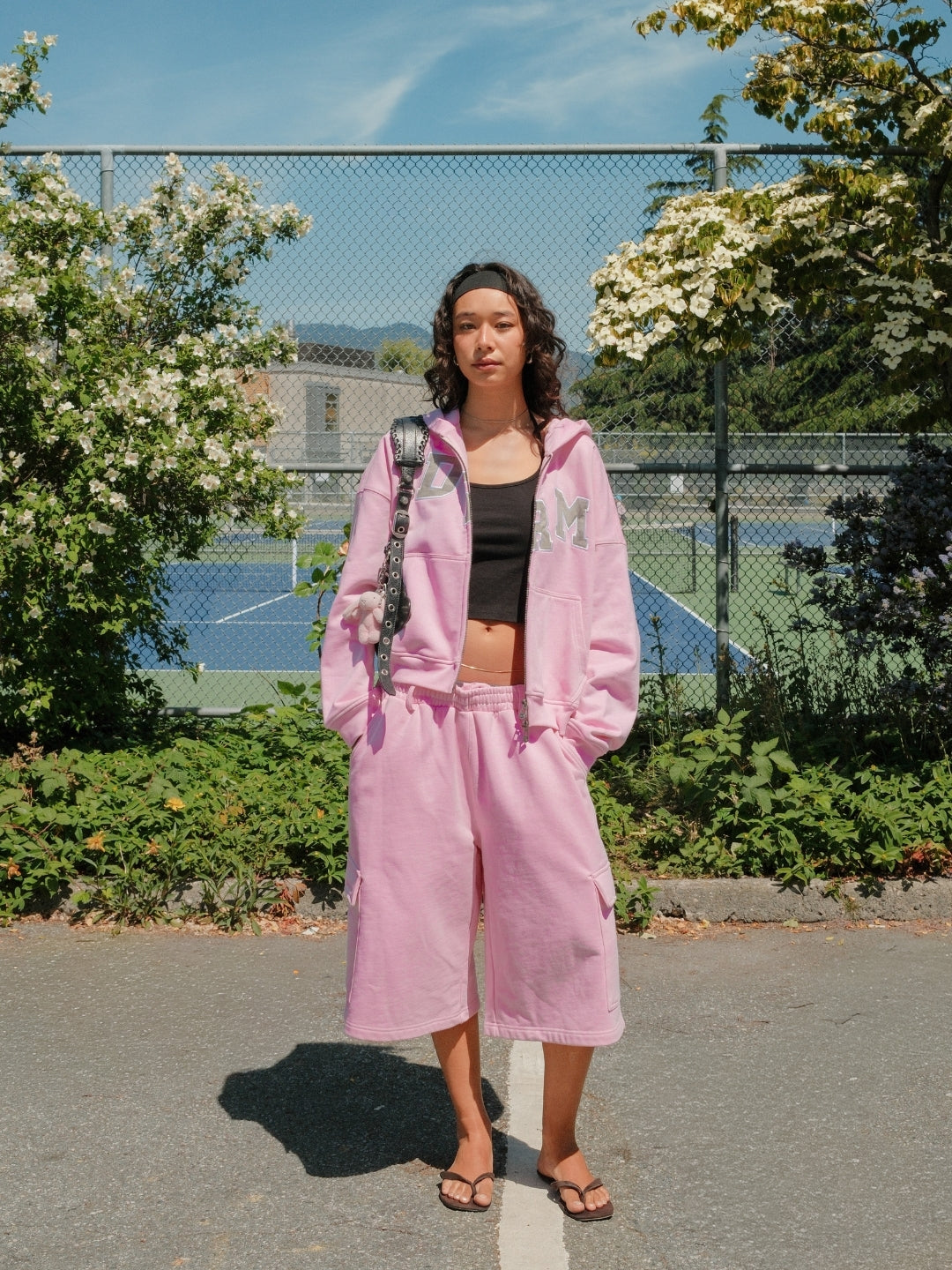 CARGO SWEAT SHORTS - LIGHT PINK