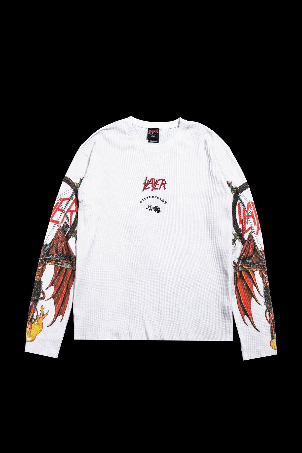 Sacrifice All Raw Edge L/S Waffle Thermal in Stained White