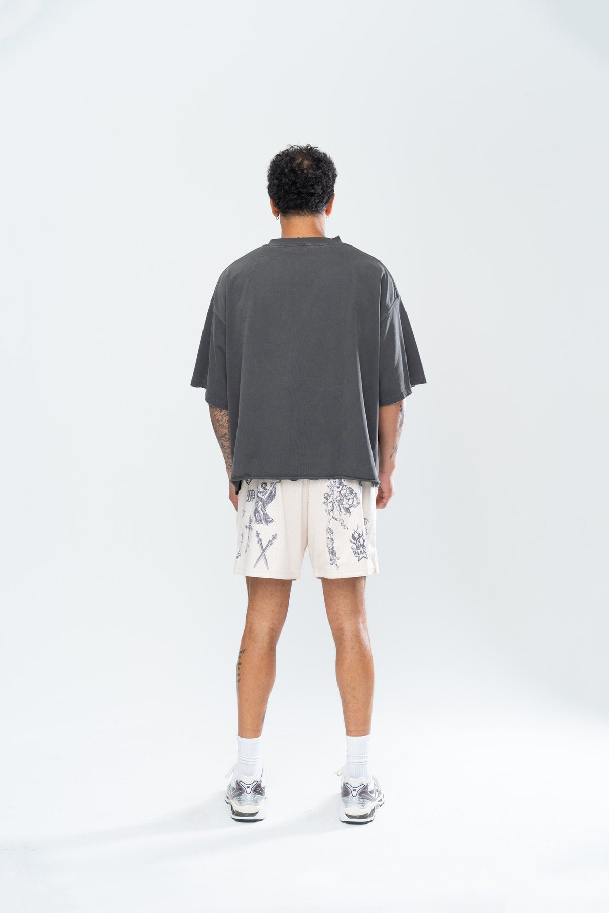 CRUCIFIX MESH SHORTS - CREAM