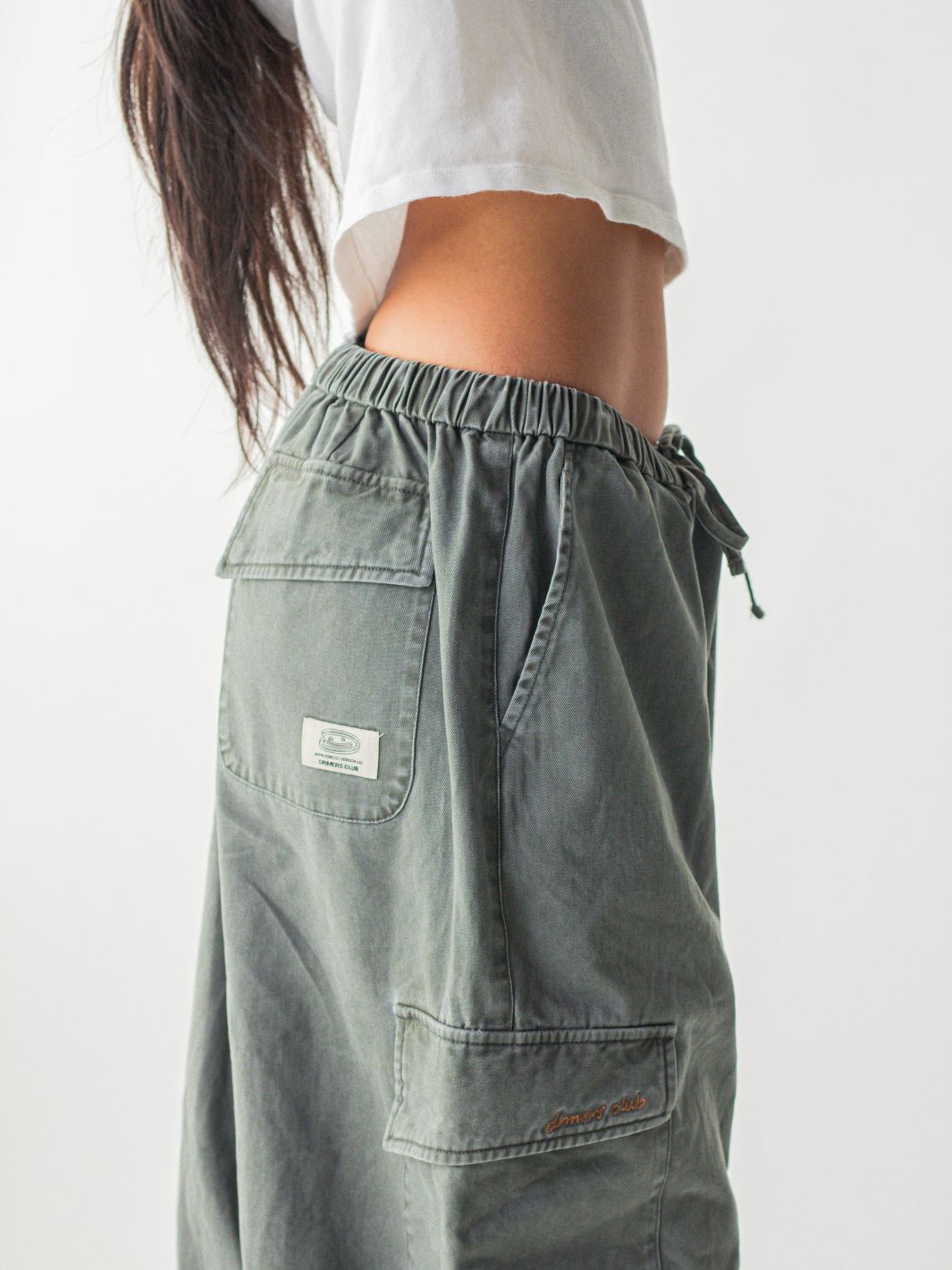 SMILEY LOGO PARACHUTE PANTS - SAGE