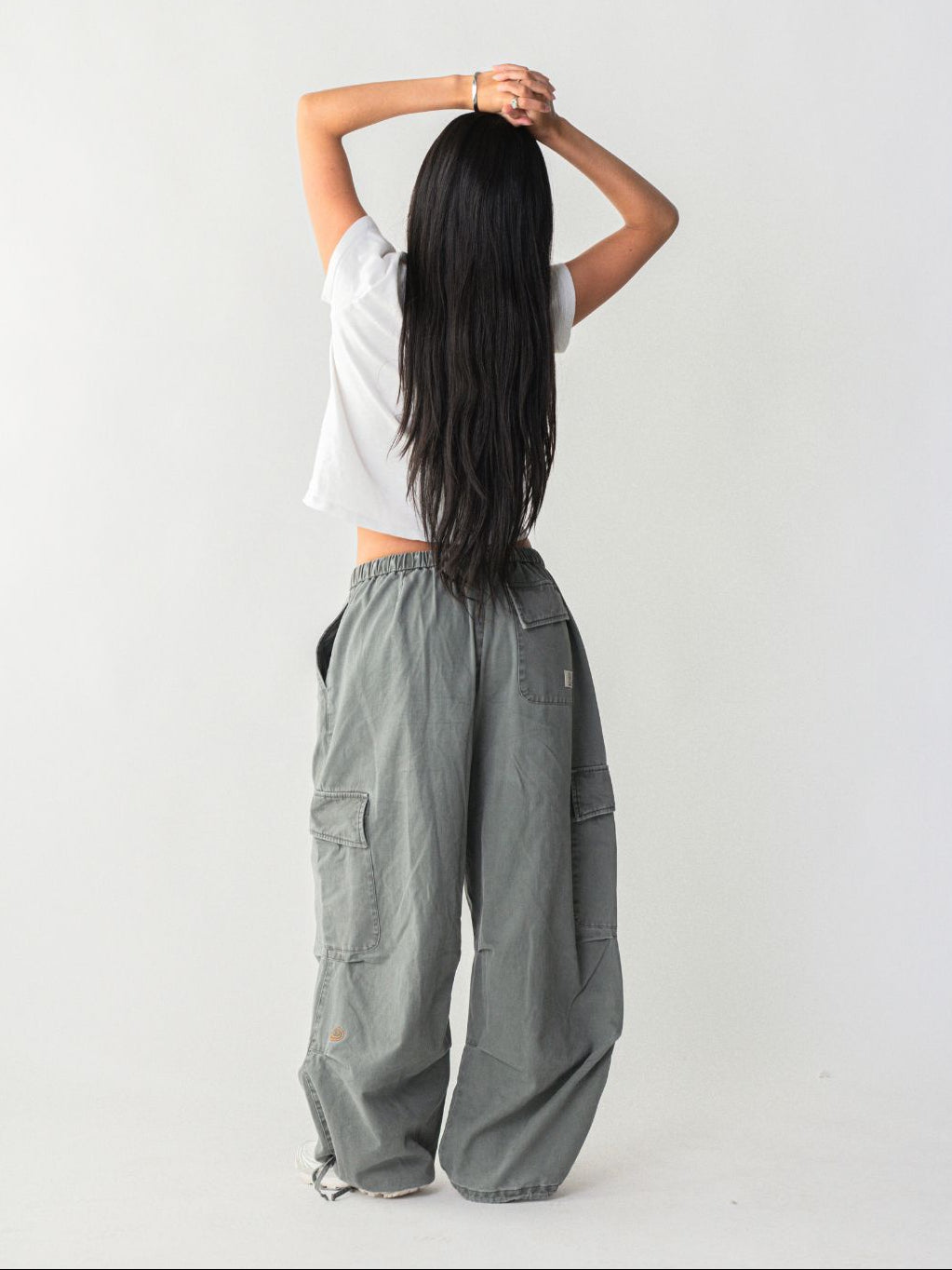 SMILEY LOGO PARACHUTE PANTS - SAGE