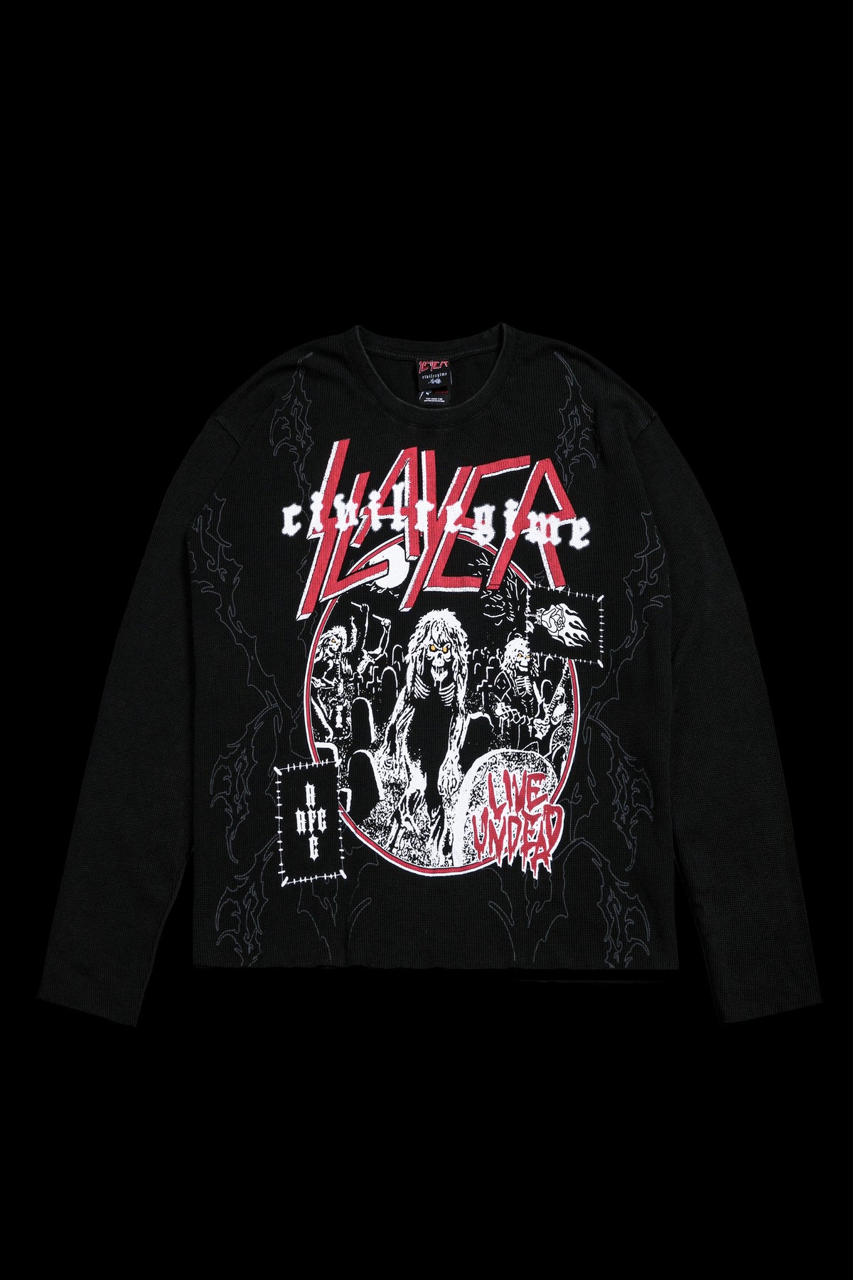 Intrusion Raw Edge L/S Waffle Thermal in Vintage Black