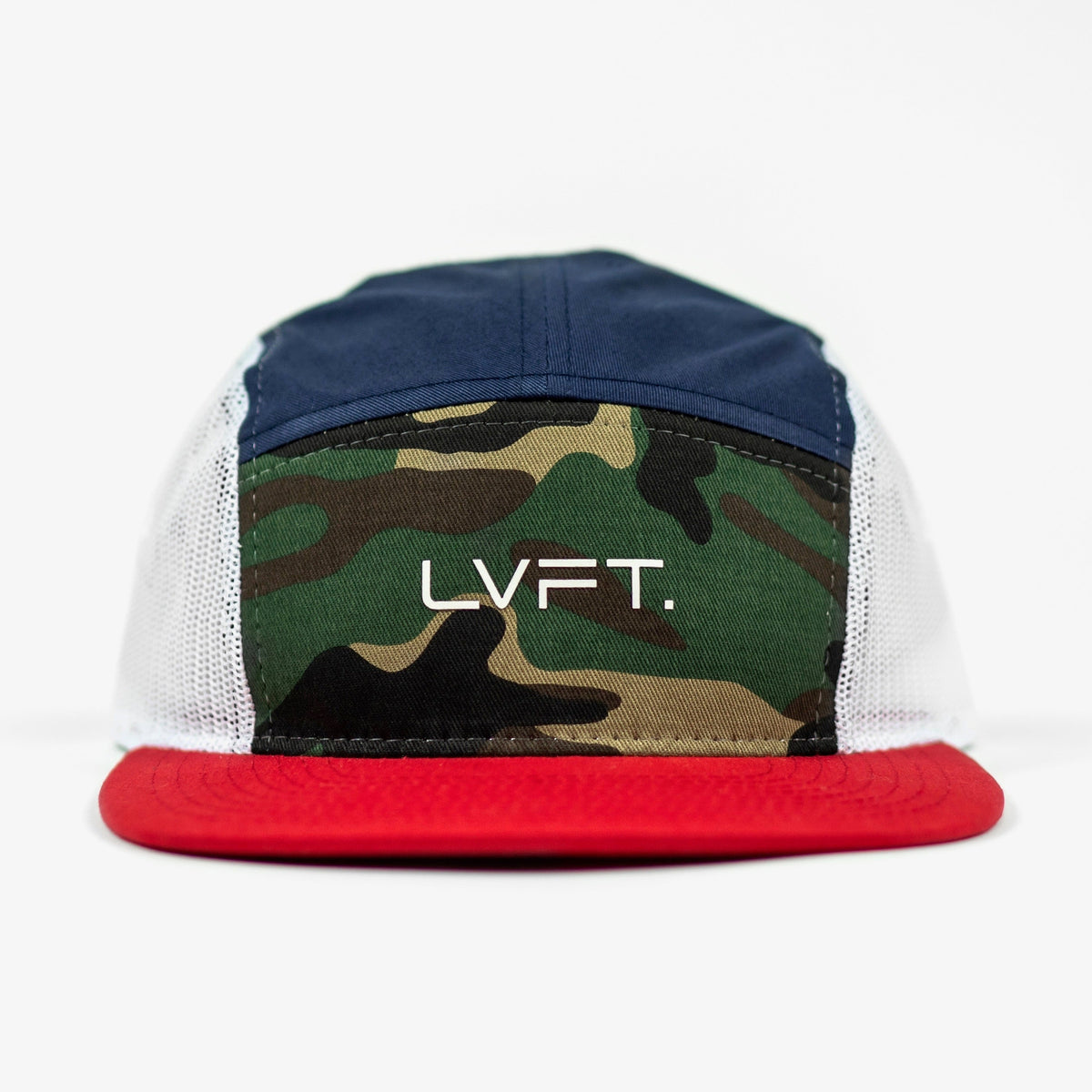 Mesh 5 panel Camper Cap - Multi Color Green Camo