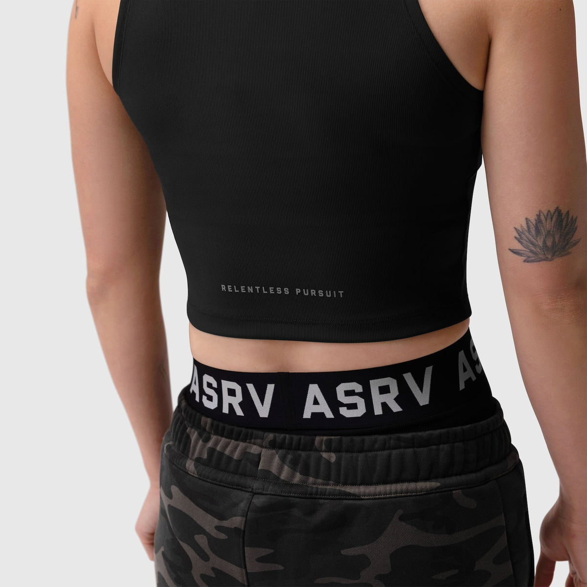 W023. LYCRA® Ribbed Mockneck Tank - Black