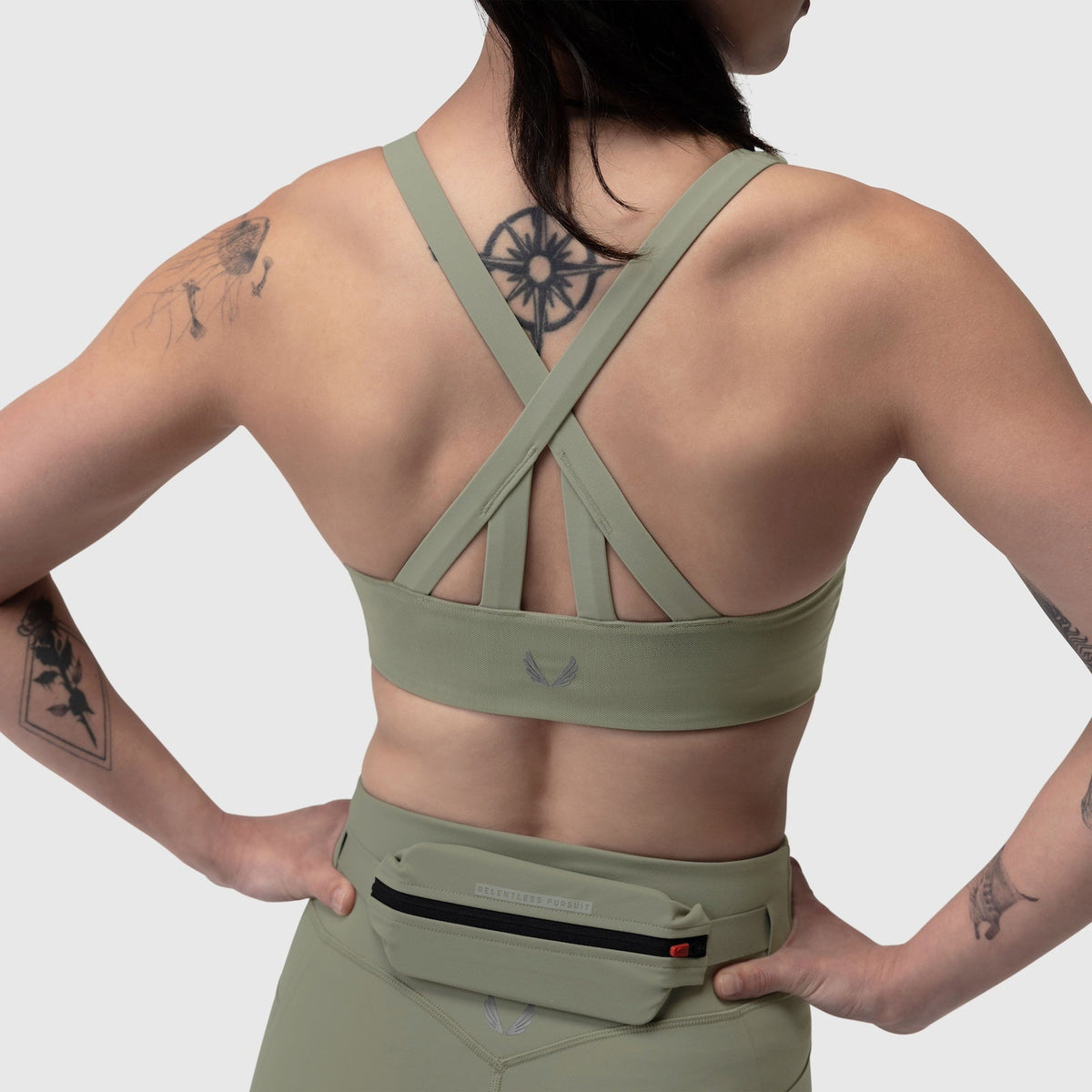 W039. LYCRA® Hybrid Sports Bra - Sage