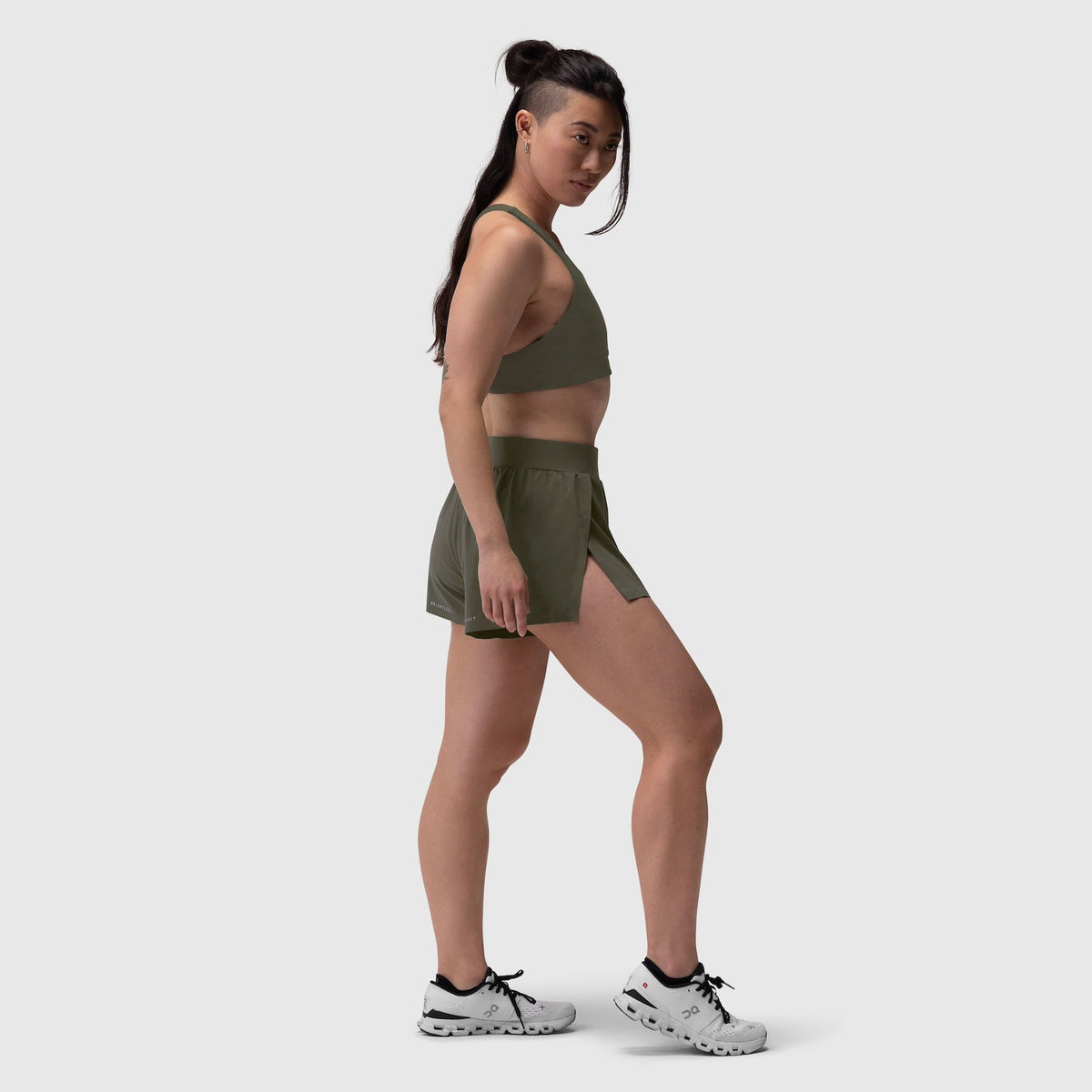 W026. Aerotex™ Side Split Run Short - Olive