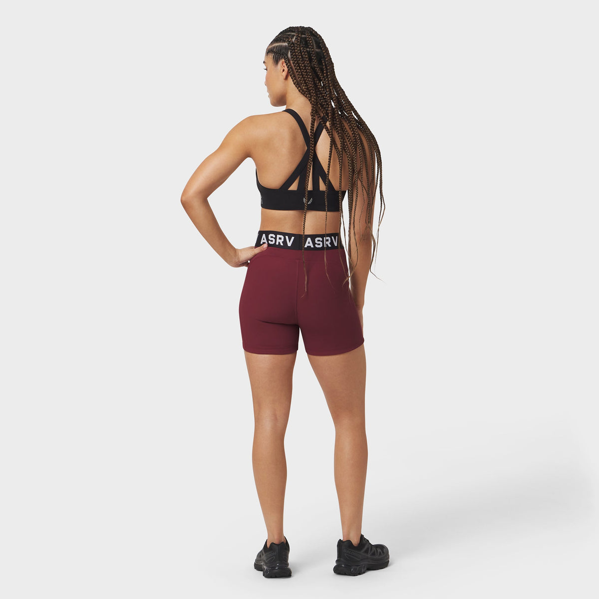 W027. LYCRA® Ribbed Short - Crimson