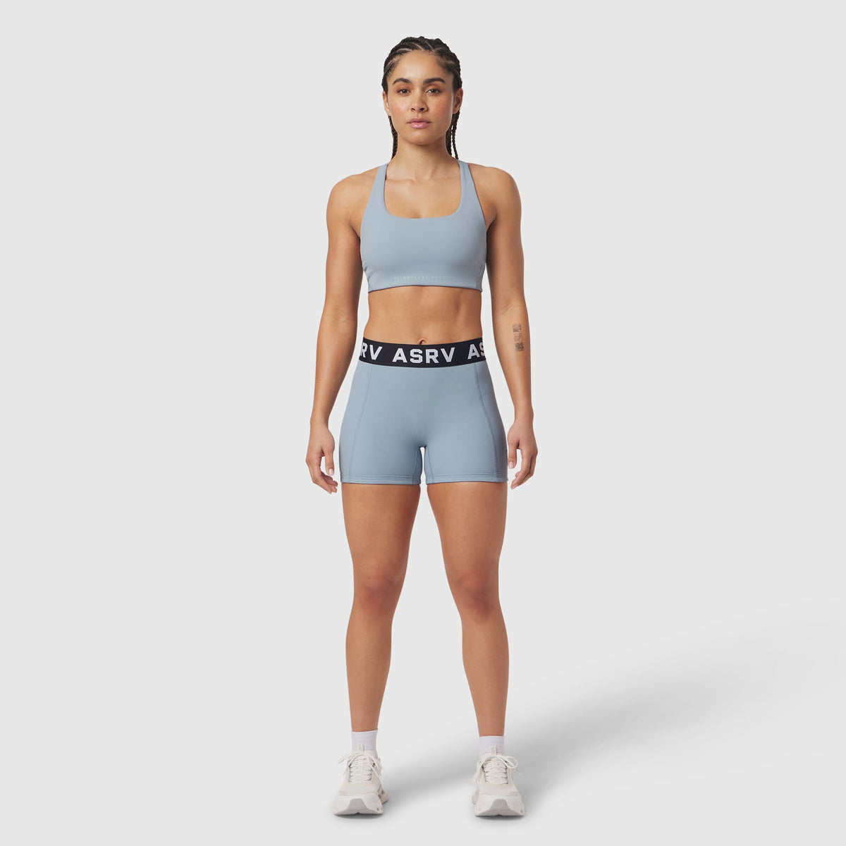 W027. LYCRA® Ribbed Short - Light Sky