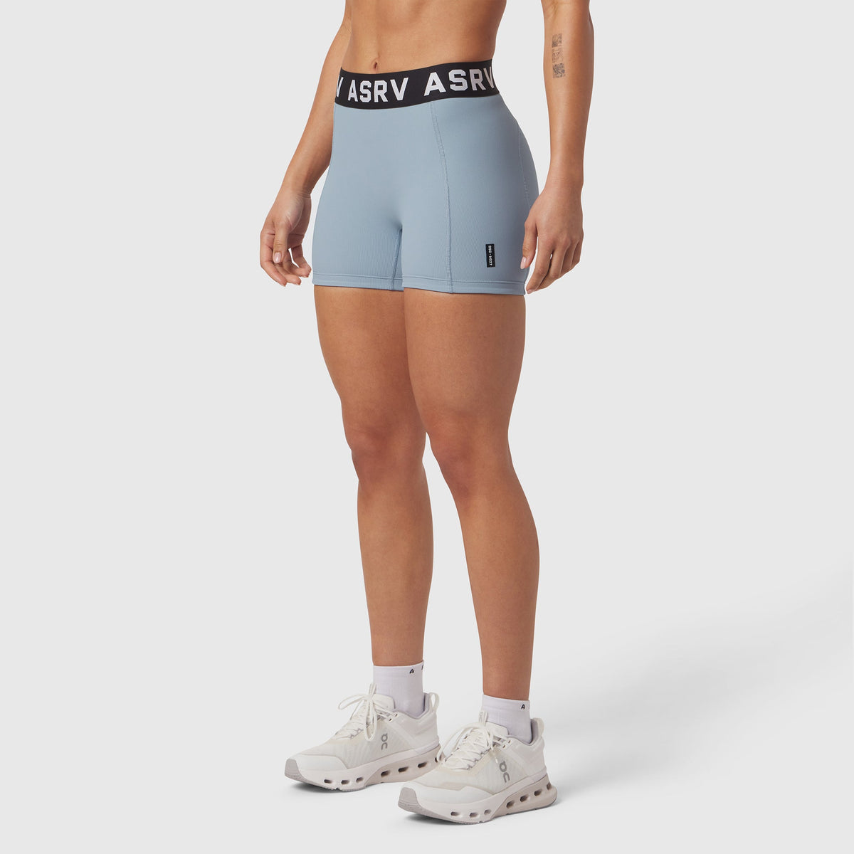 W027. LYCRA® Ribbed Short - Light Sky