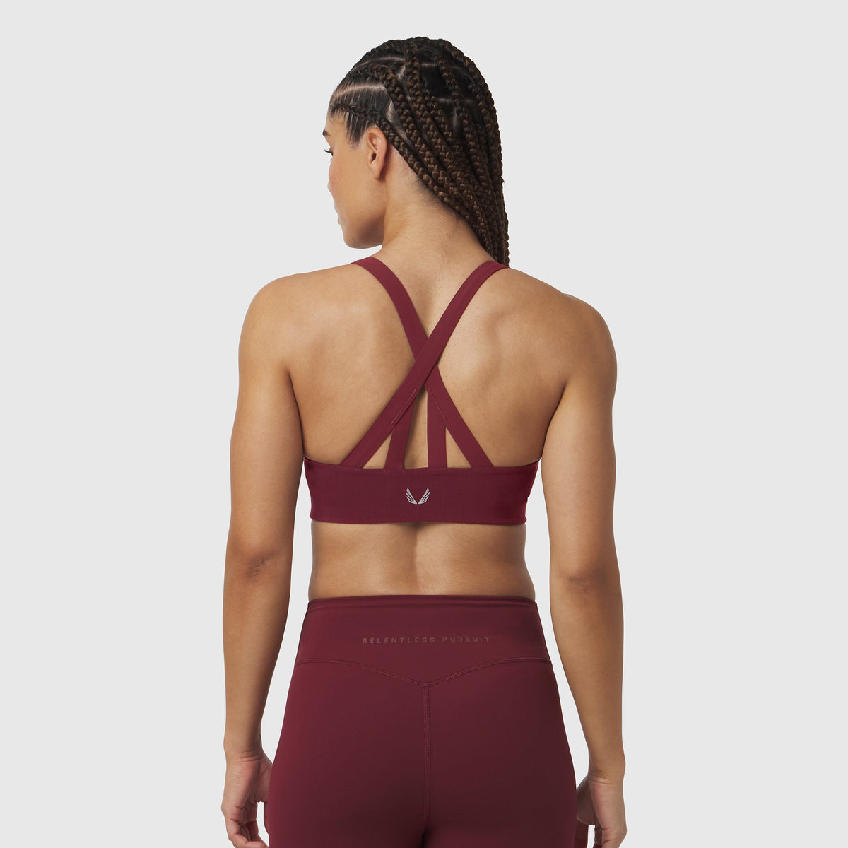 W039. LYCRA® Hybrid Sports Bra - Crimson