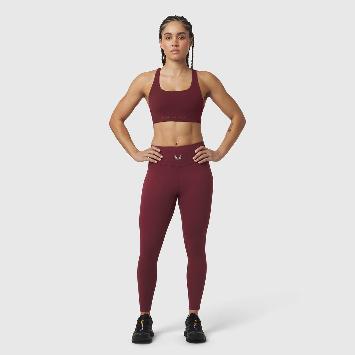 W039. LYCRA® Hybrid Sports Bra - Crimson