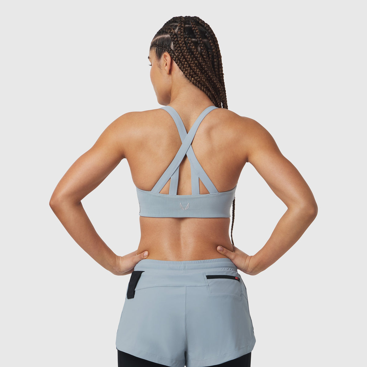 W039. LYCRA® Hybrid Sports Bra - Light Sky