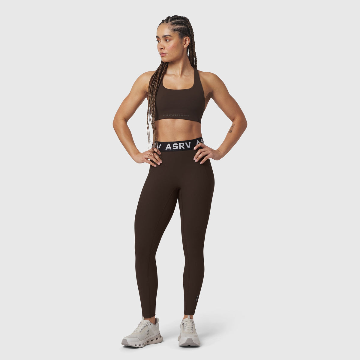 W071. LYCRA® Ribbed Legging - Dark Earth