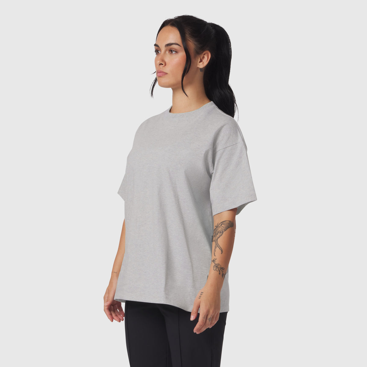 1102. Distressed Relaxed Tee - Heather Grey