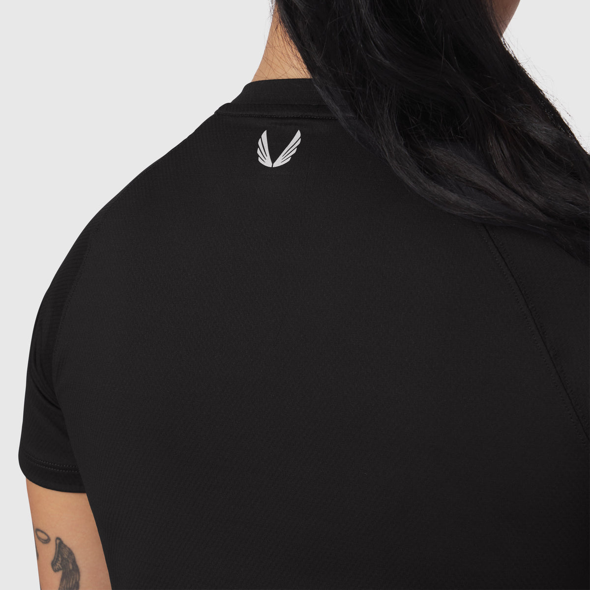 W018. AeroSilver® Cropped Tee - Black "ASRV"