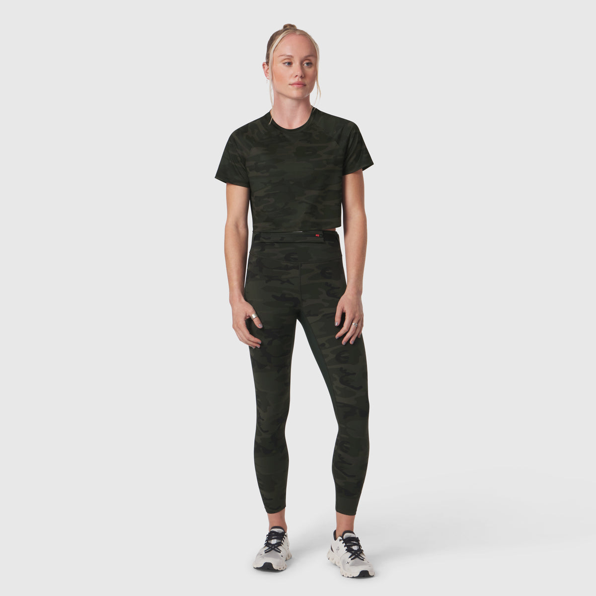 W018. AeroSilver® Cropped Tee - Dark Camo