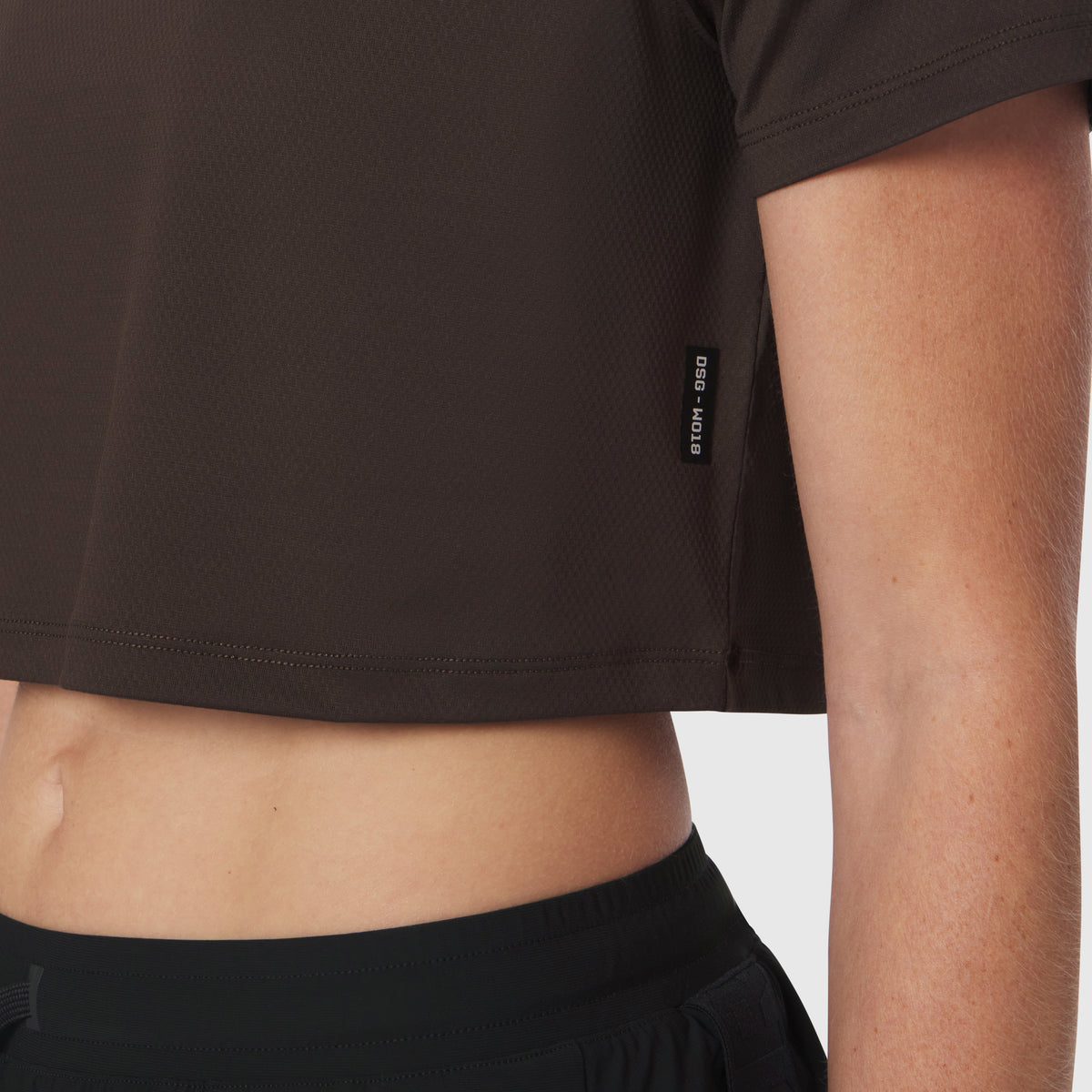 W018. AeroSilver® Cropped Tee - Dark Earth