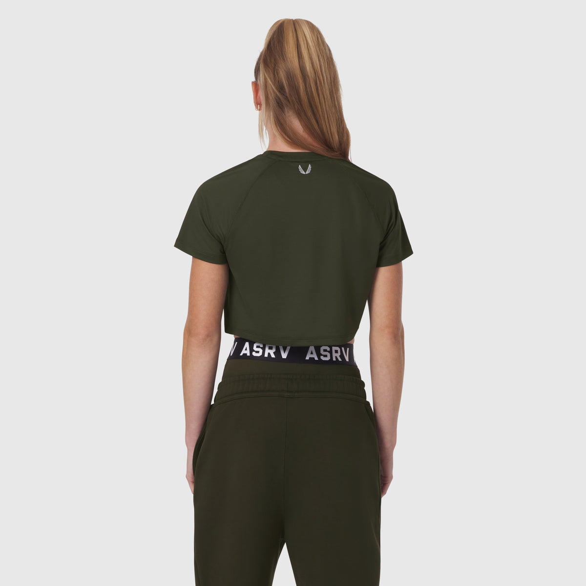 W018. AeroSilver® Cropped Tee - Olive