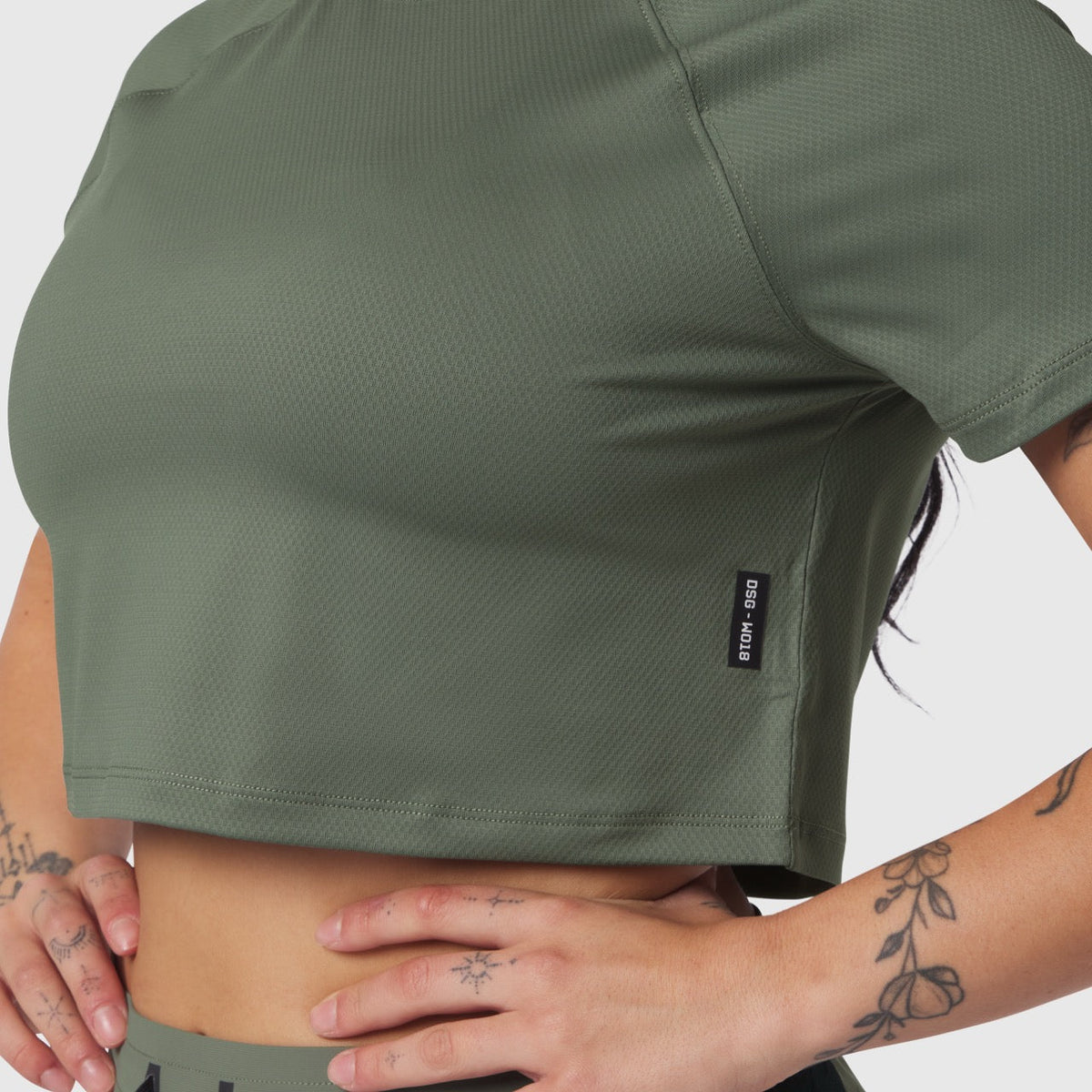 W018. AeroSilver® Cropped Tee - Sage
