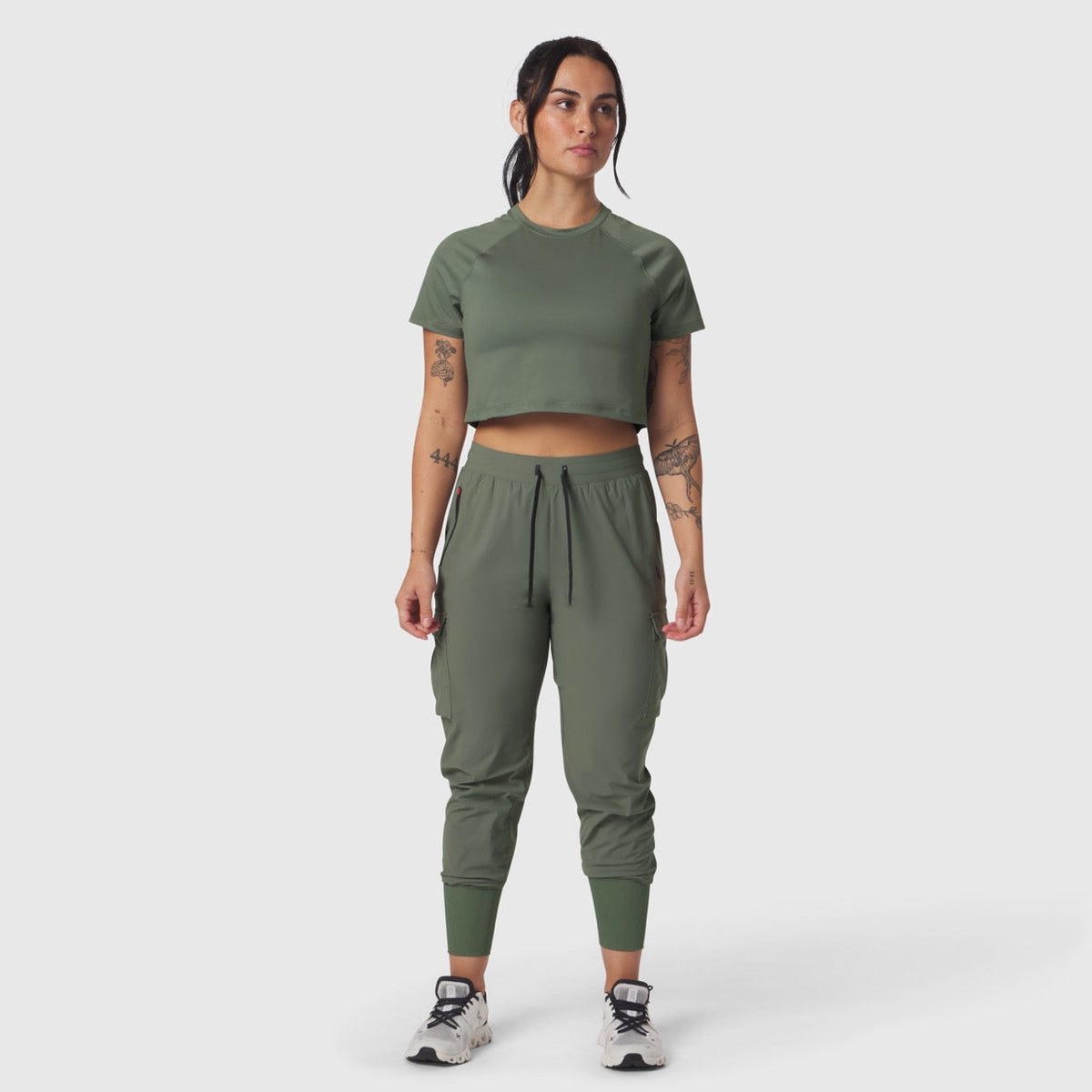 W018. AeroSilver® Cropped Tee - Sage