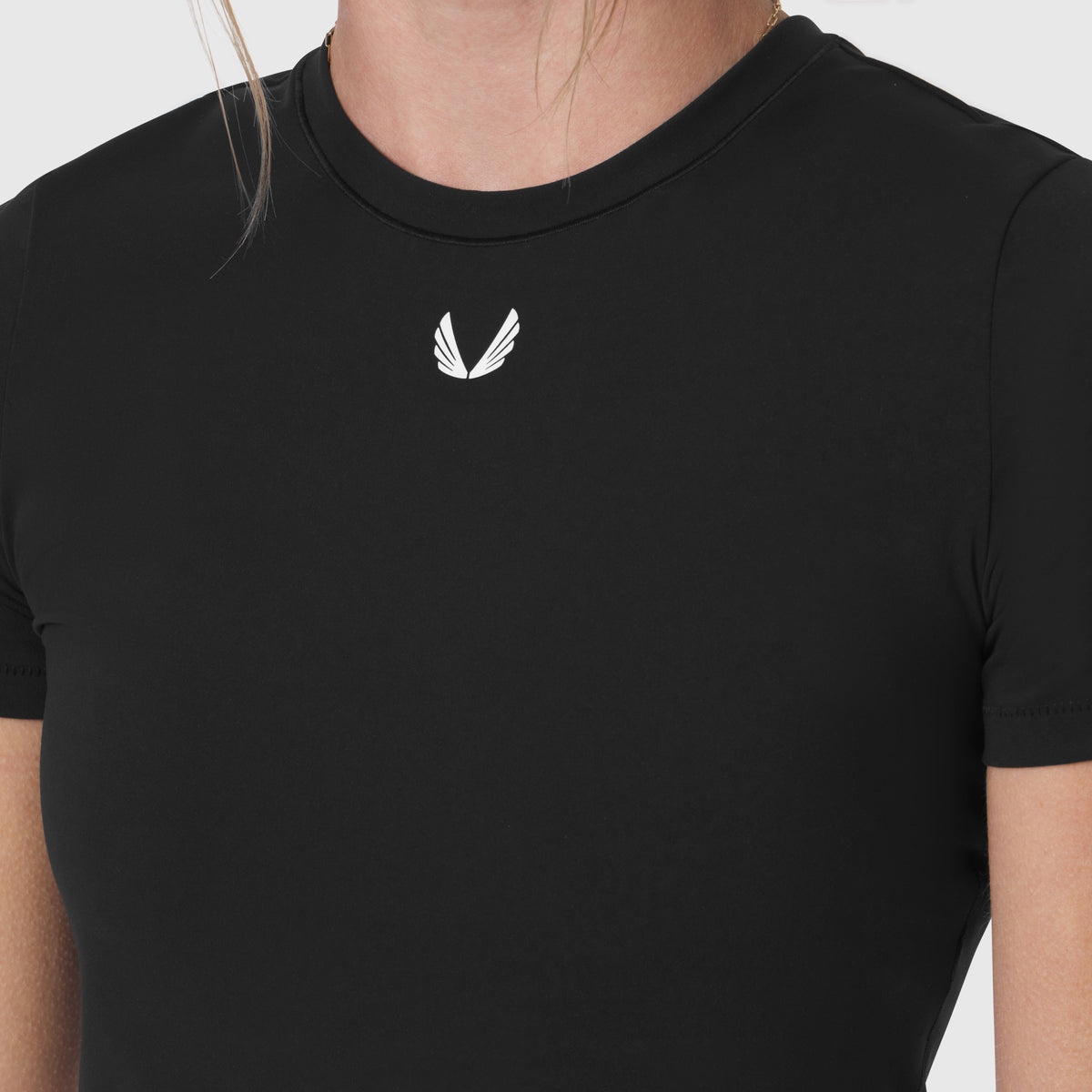 W019. LYCRA® Cropped Tee - Black