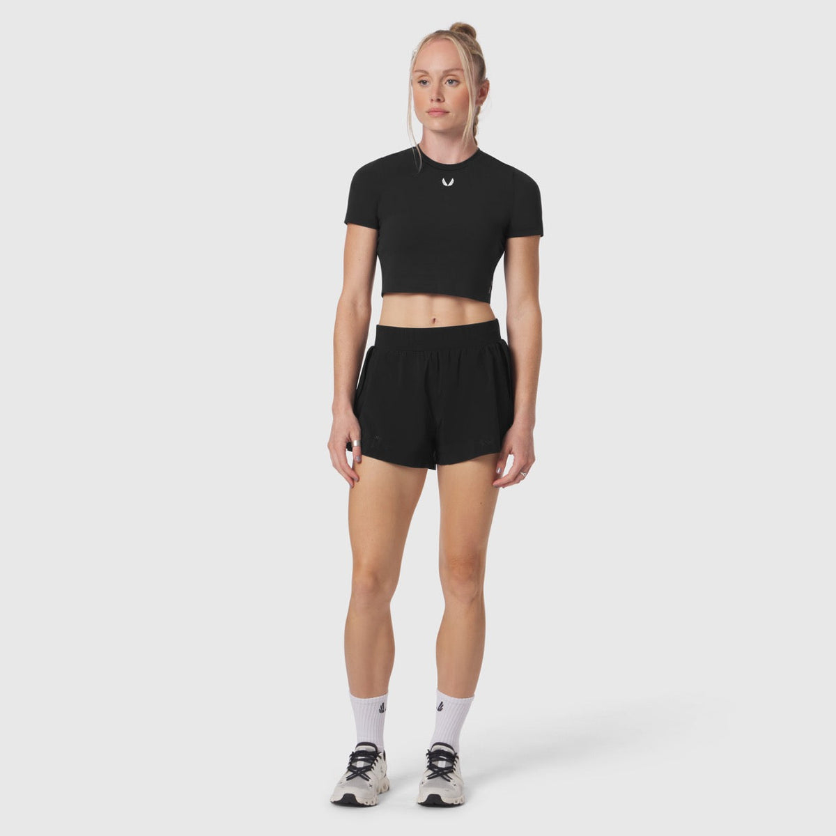W019. LYCRA® Cropped Tee - Black