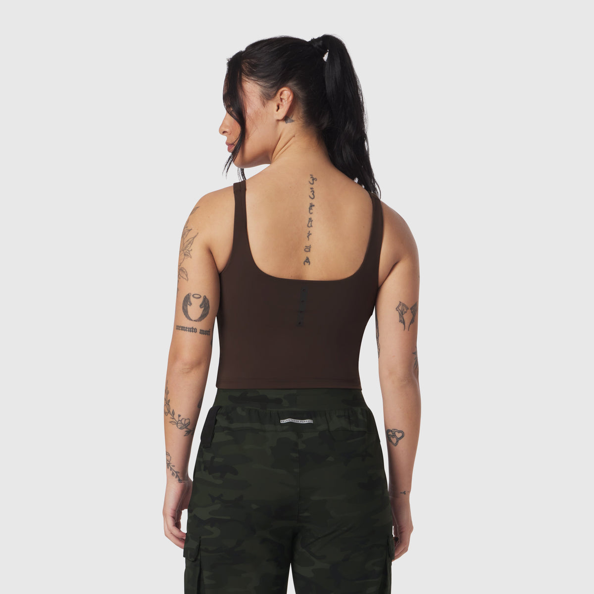 W022. LYCRA® 2-in-1 Tank Top - Dark Earth