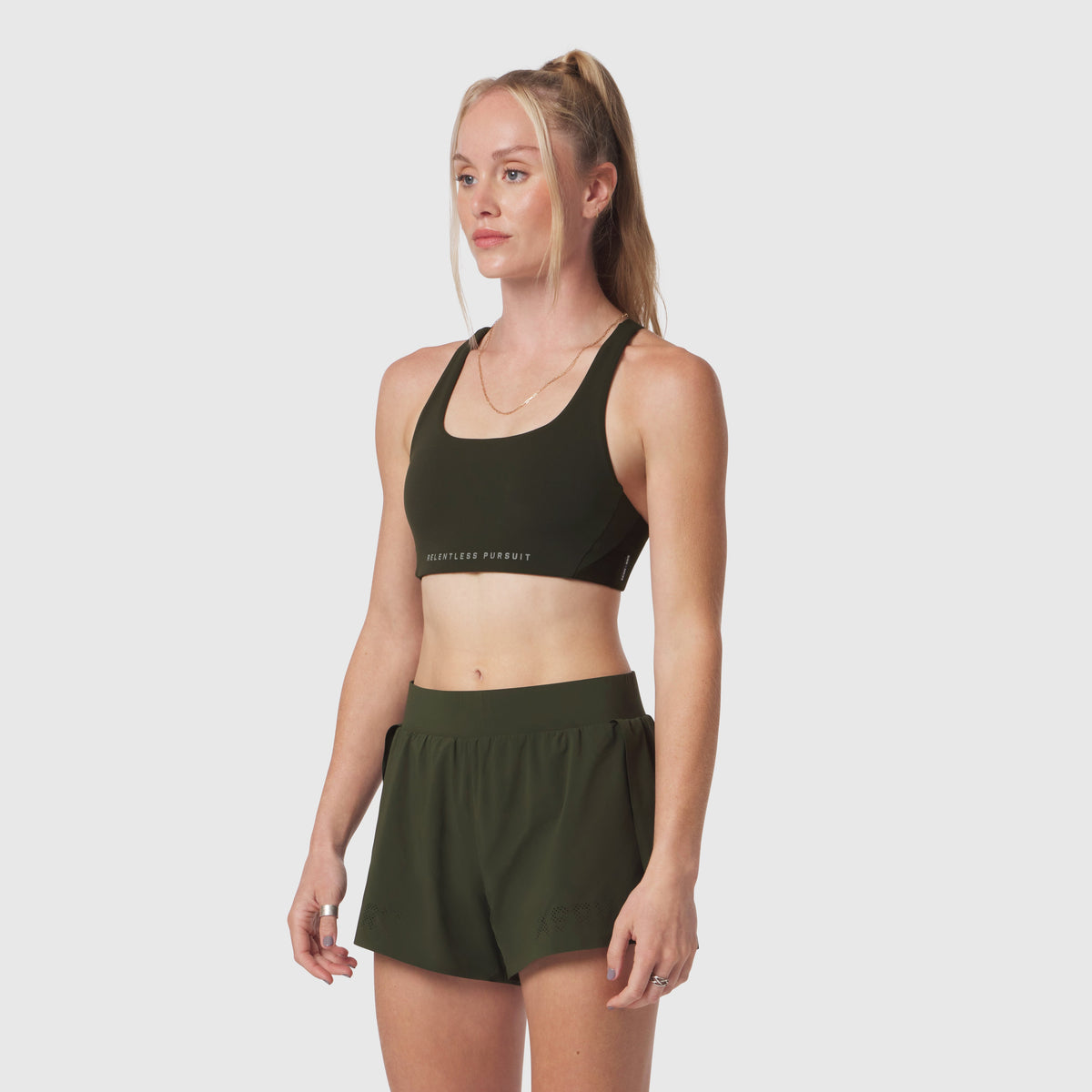 W039. LYCRA® Hybrid Sports Bra - Olive