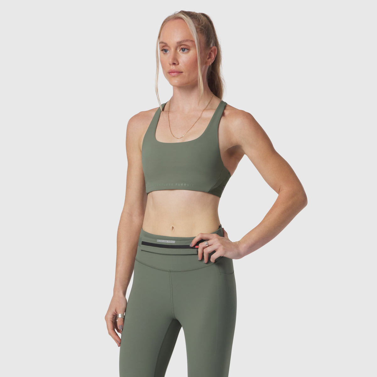 W039. LYCRA® Hybrid Sports Bra - Sage